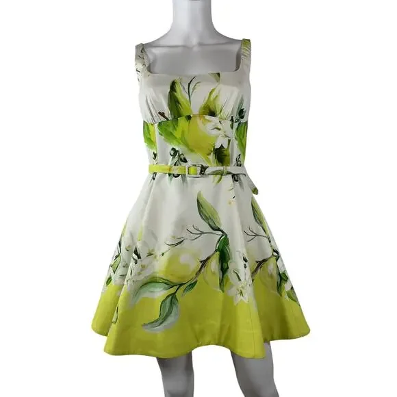 Nicholas 'Eleni' Green Linen Fit-And-Flare Mini Dress Size 4 Nicholas 'Eleni' Green Linen Fit-And-Flare Mini Dress Size 4